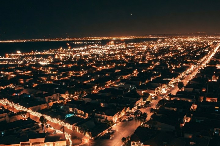 a view of a city at night